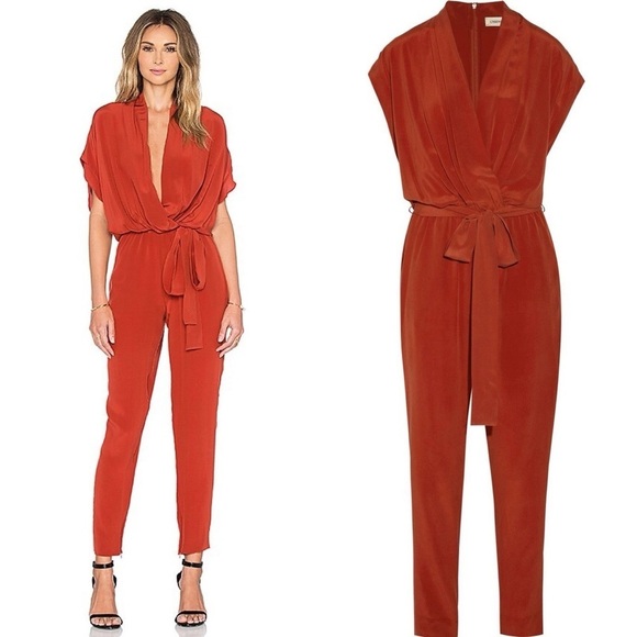 L´AGENCE Oliva Silk Jumpsuit in Harissa sienna orange...